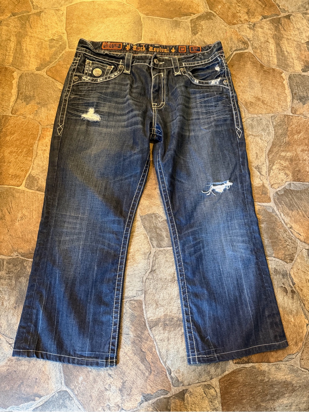 Rock Revival Scott Bootcut Mens Denim Jeans!!(38x28)Altered See Pics!!